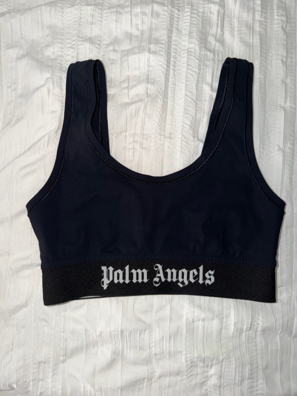 Palm Angels Black/white Logo Crop Sports Bra